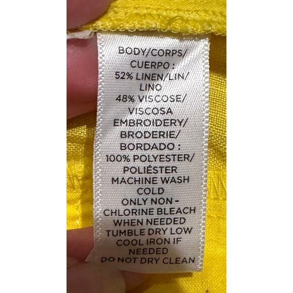 Ann Taylor Loft Size 10 Linen Blend Dressy Shorts Yellow Eyelet Summer Micro - Picture 10 of 10